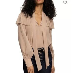 Sanctuary Blush Ruffle Long Sleeve Blouse